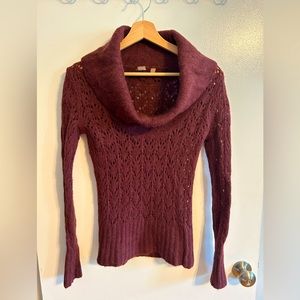 Cowl-neck Open-Weave Sweater